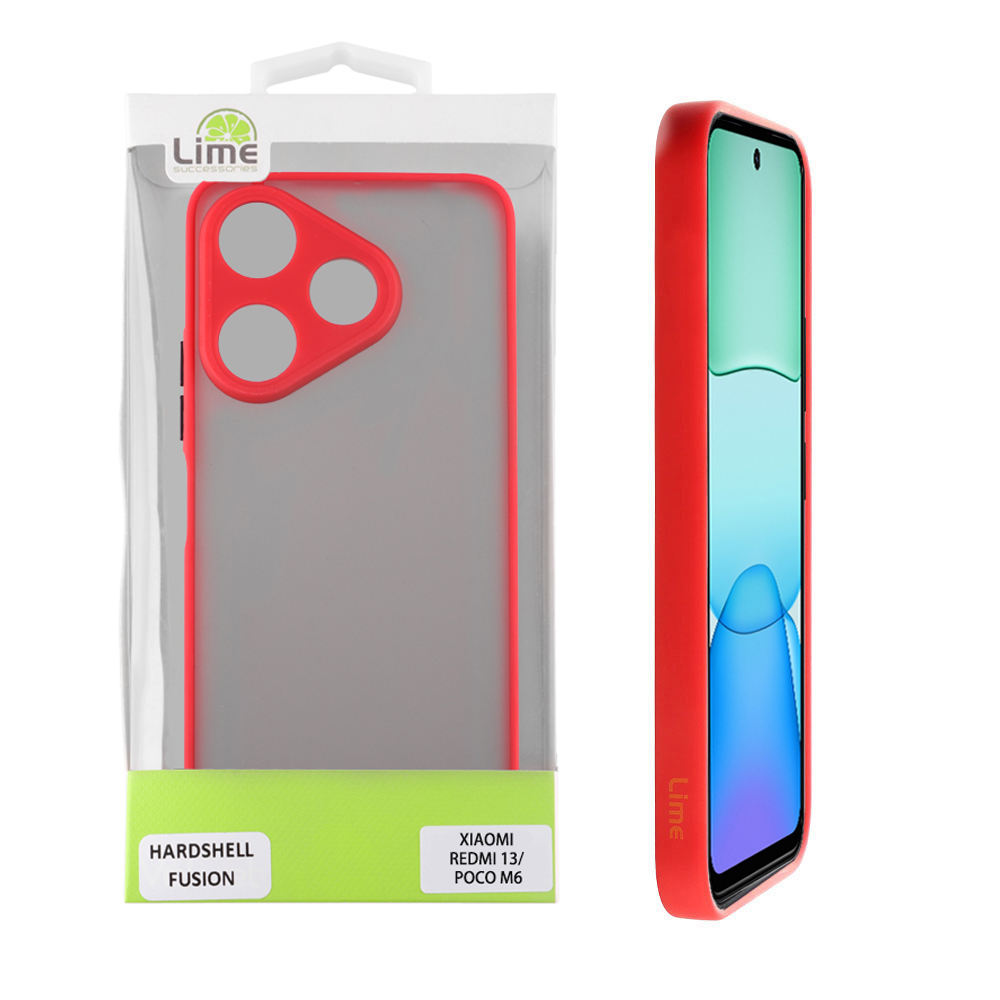 LIME ΘΗΚΗ XIAOMI REDMI 13/POCO M6 4G 6,79" HARDSHELL FUSION FULL CAMERA PROTECTION RED WITH BLACK KEYS