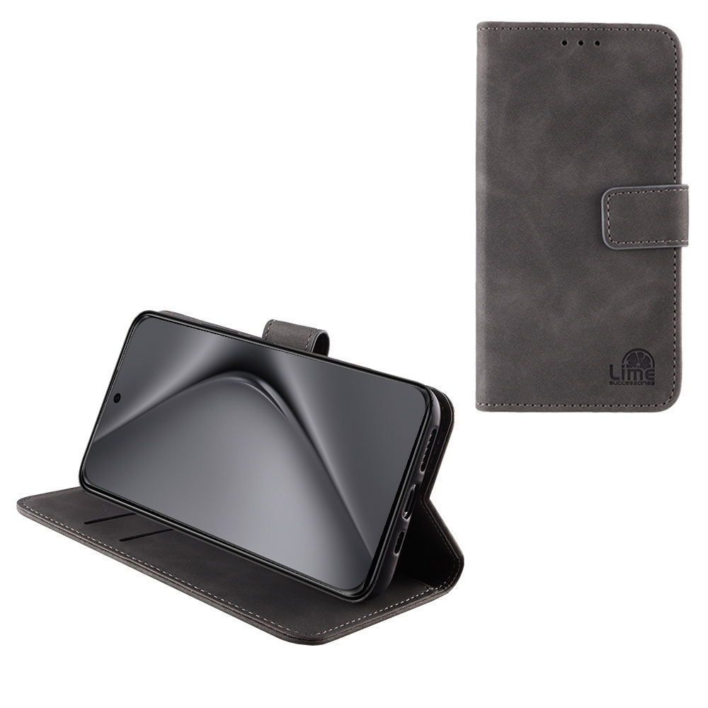 LIME ΘΗΚΗ HUAWEI PURA 70 PRO 6.8" ESSENTIAL MAGNET BOOK STAND CLIP GREY