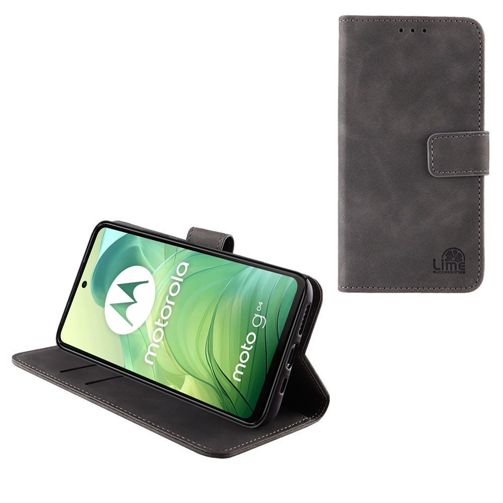 LIME ΘΗΚΗ MOTOROLA MOTO G04/MOTO G24/MOTO G04s 6.56" ESSENTIAL MAGNET BOOK STAND CLIP GREY