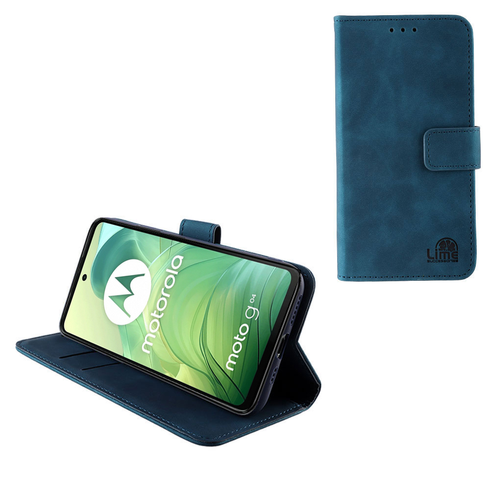 LIME ΘΗΚΗ MOTOROLA MOTO G04/MOTO G24/MOTO G04s 6.56" ESSENTIAL MAGNET BOOK STAND CLIP DARK BLUE