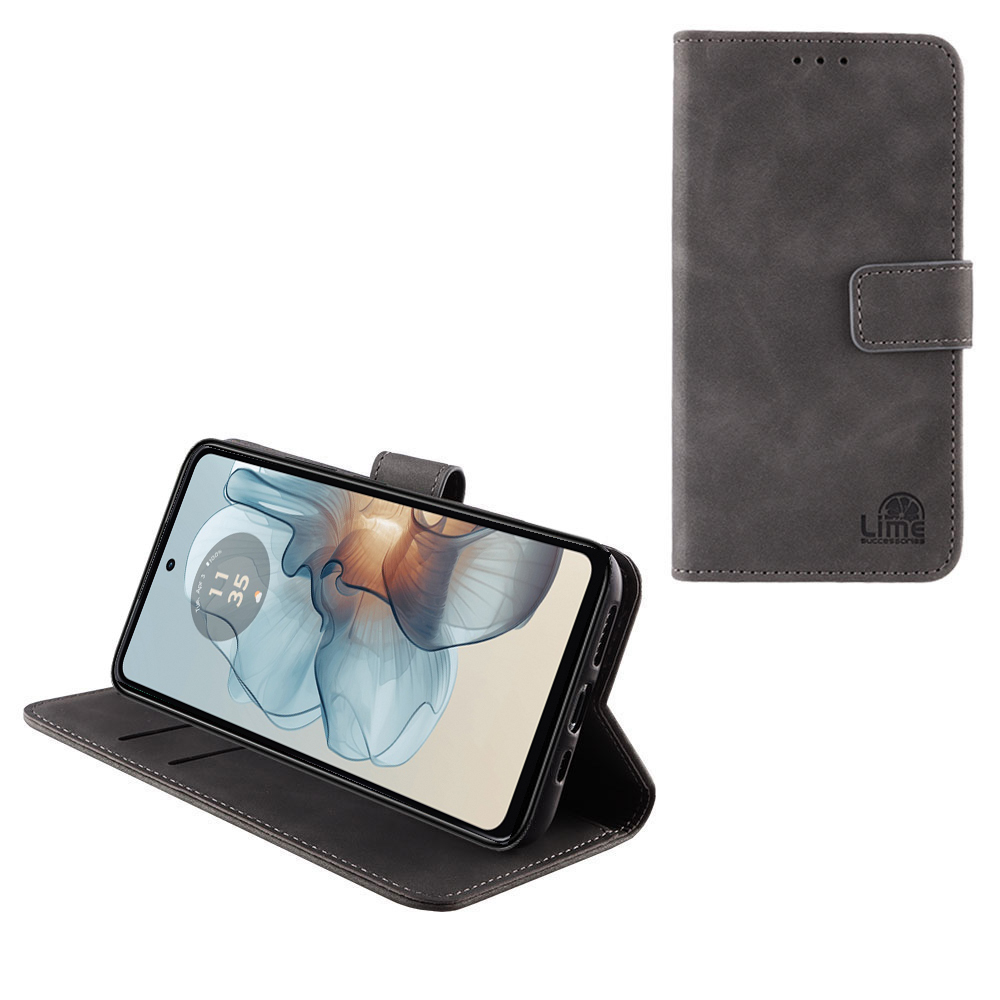 LIME ΘΗΚΗ MOTOROLA MOTO G24 POWER XT2425-4 6.56" ESSENTIAL MAGNET BOOK STAND CLIP GREY