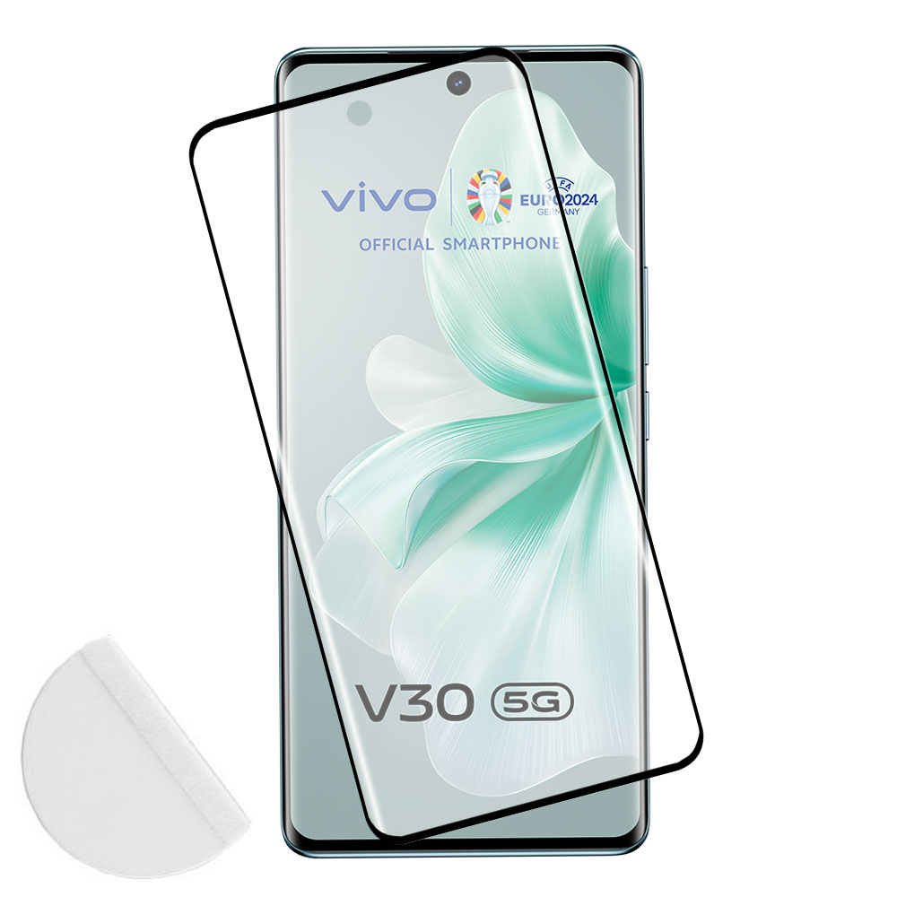 IDOL 1991 TEMPERED GLASS VIVO V30 5G 6.78" 9H 0.25mm 3D EDGE GLUE SEMI CURVED FINGER UNLOCK BLACK