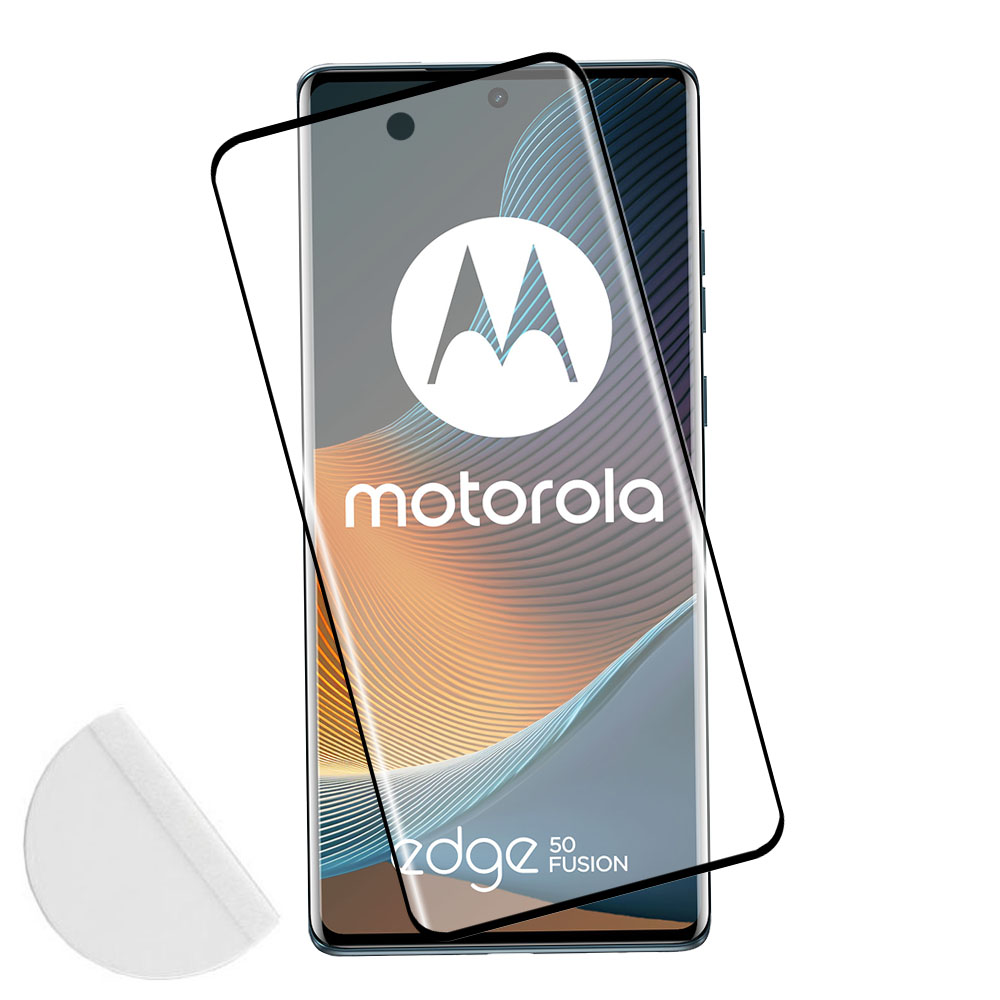 IDOL 1991 TEMPERED GLASS MOTOROLA EDGE 50 FUSION 6.7" 9H 0.30mm 3D EDGE GLUE SEMI CURVED FINGER UNLOCK BLACK