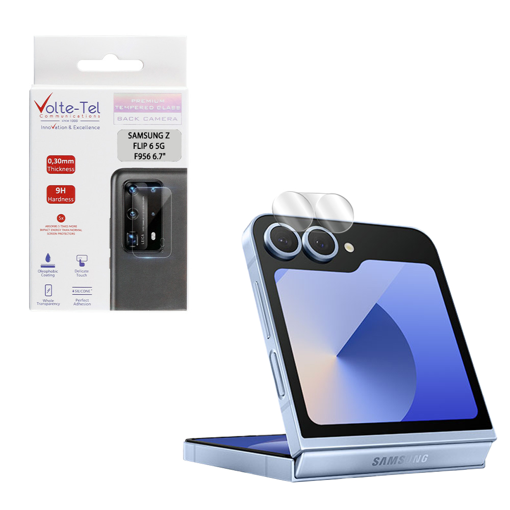 VOLTE-TEL TEMPERED GLASS SAMSUNG Z FLIP 7 FE 5G F761/Z FLIP 6 5G F741 6.7" 9H 0.25mm 3D CURVED FOR CAMERA TRANSPARENT