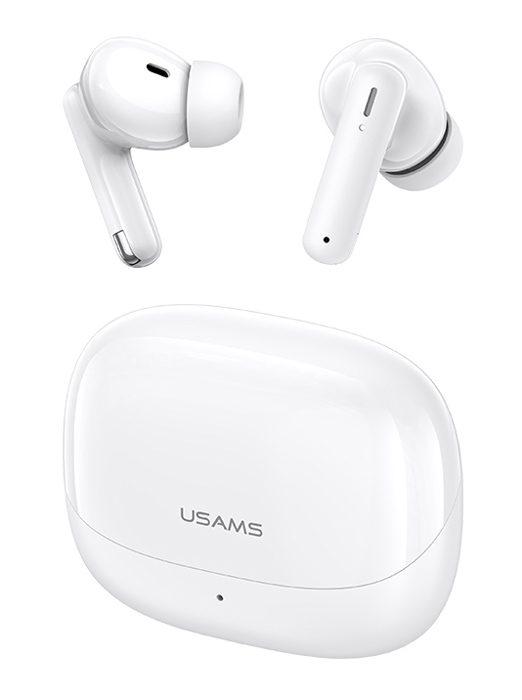 USAMS earphones με θήκη φόρτισης IF27, TWS, Φ13mm, 25/250mAh, λευκά