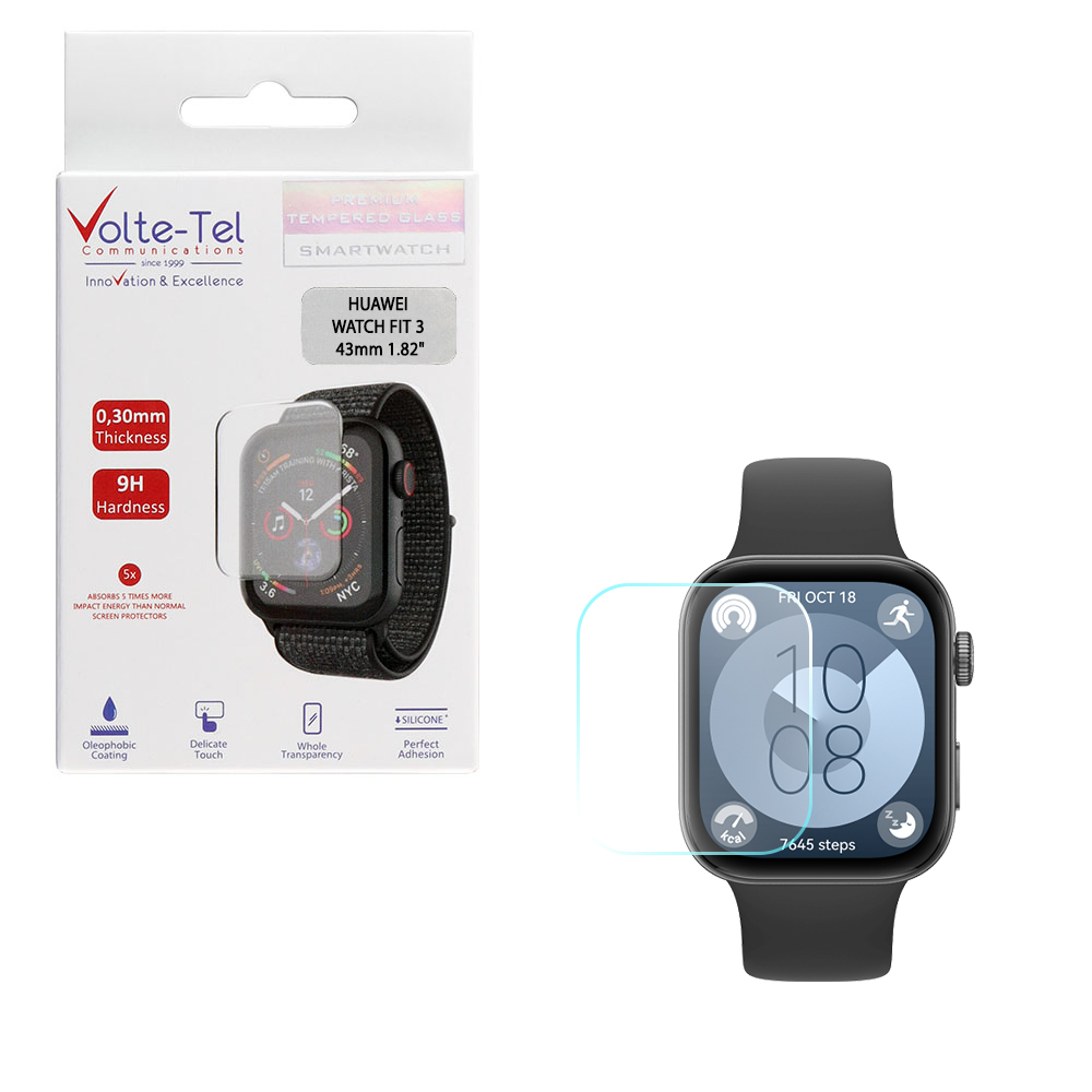 VOLTE-TEL TEMPERED GLASS HUAWEI WATCH FIT 3 43mm 1.82" 9H 0.30mm 2.5D FULL GLUE FULL COVER