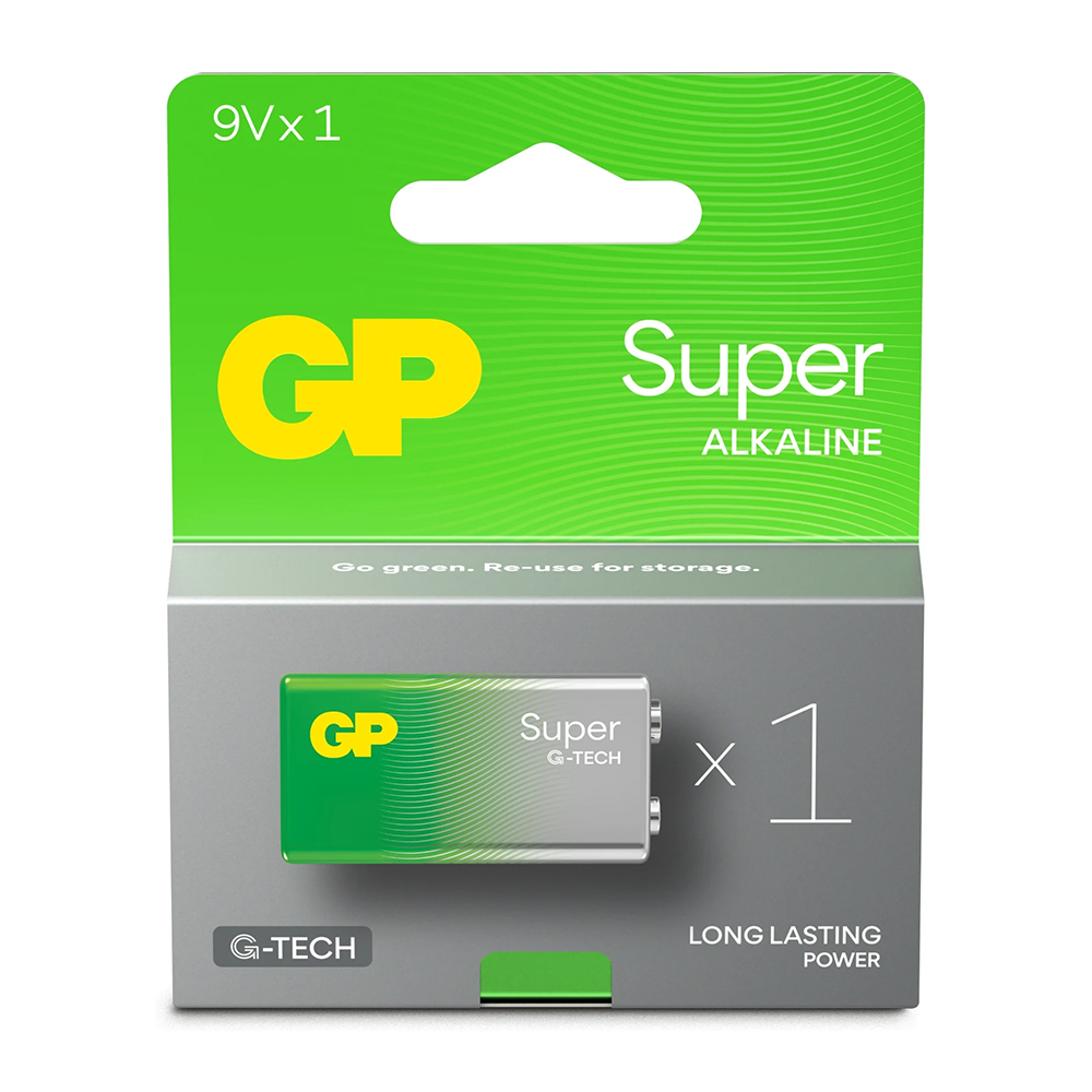 GP ΜΠΑΤΑΡΙΕΣ ΑΛΚΑΛΙΚΕΣ 9V 6LR61/6LF22 SUPER ALKALINE G-TECH +50% MORE POWER 1/BLISTER