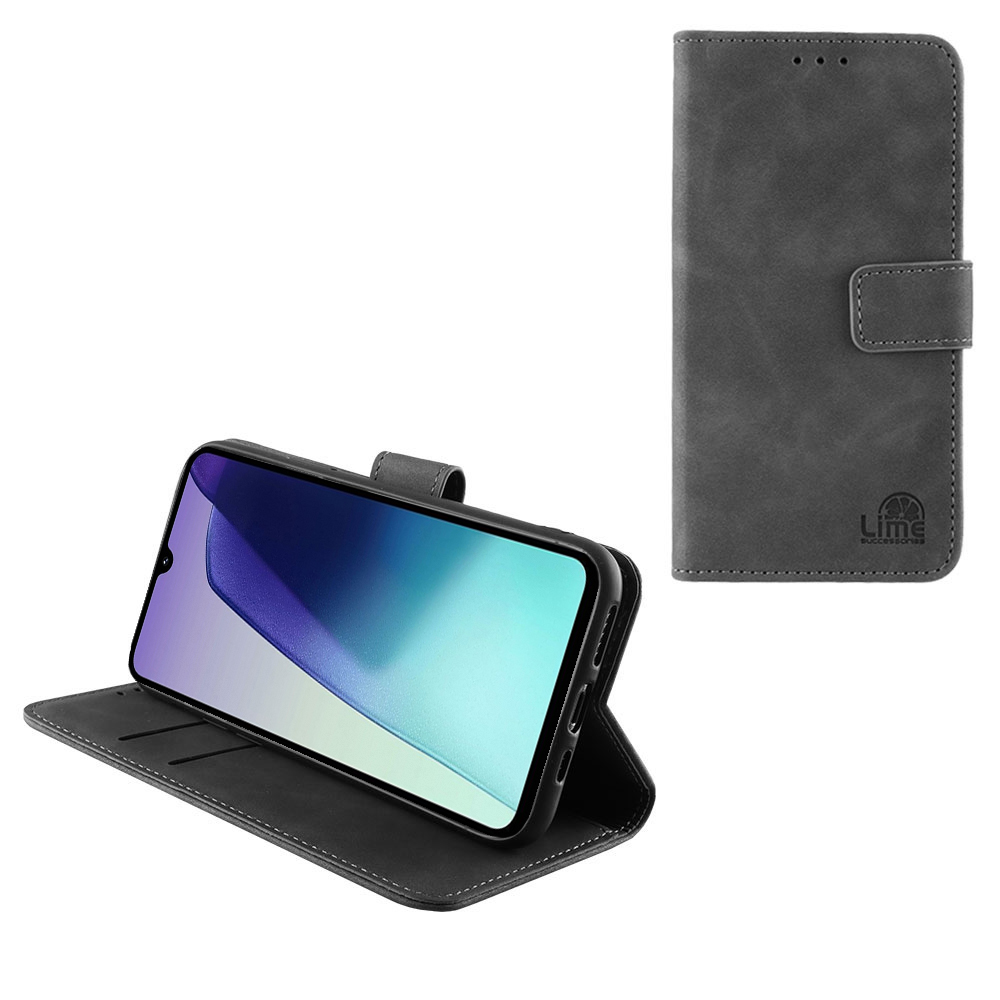 LIME ΘΗΚΗ XIAOMI REDMI 14C/ REDMI A4/ POCO C75/ POCO M7 6.88" ESSENTIAL MAGNET BOOK STAND CLIP GREY