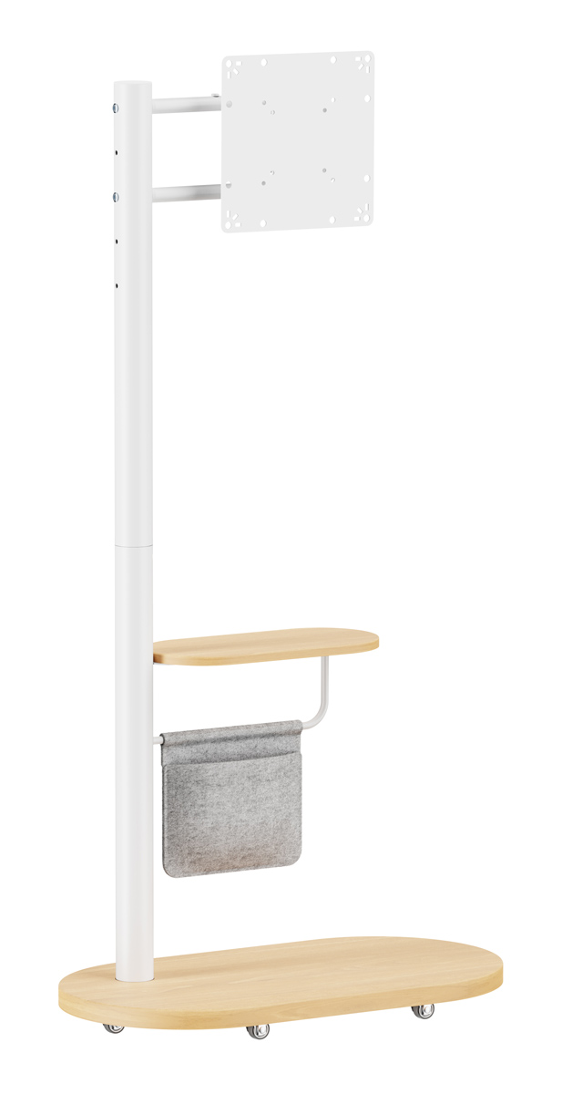 BRATECK βάση δαπέδου FS54-22T-02W για τηλεόραση 17-43" έως 15kg, με ράφι & ροδάκια