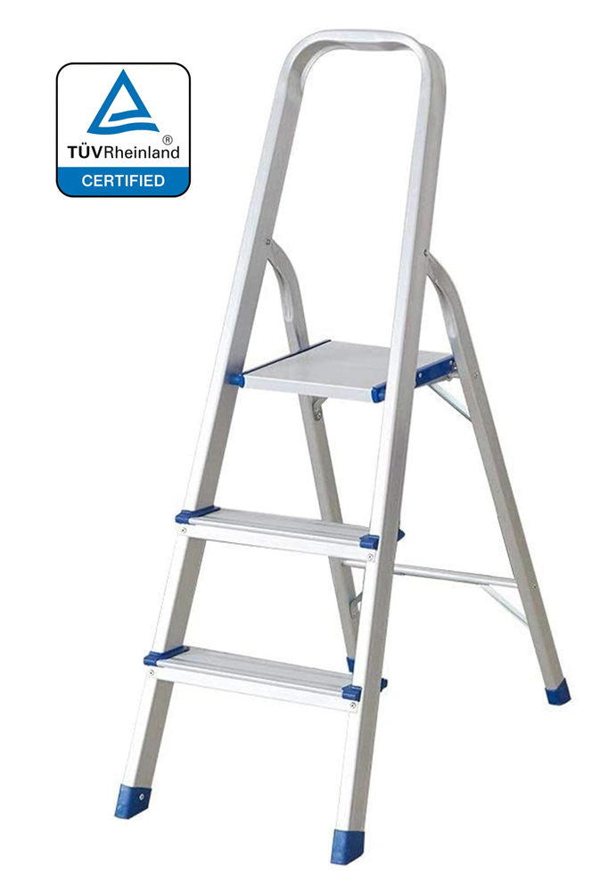 HOME USE σκάλα αλουμινίου HUH-0201 με 2+1 σκαλοπάτια, EN131 TUV, 117.5cm