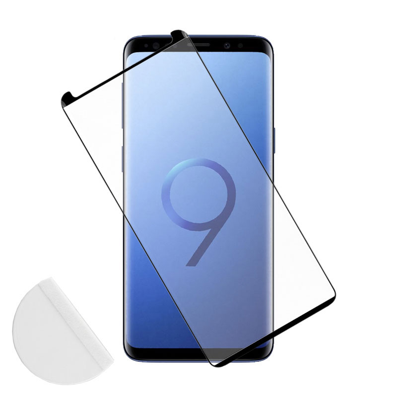 IDOL 1991 TEMPERED GLASS SAMSUNG S9+ G965 6.2" 9H 0.30mm 3D FULL GLUE SEMI CURVED BLACK + SQUEEZY CARD