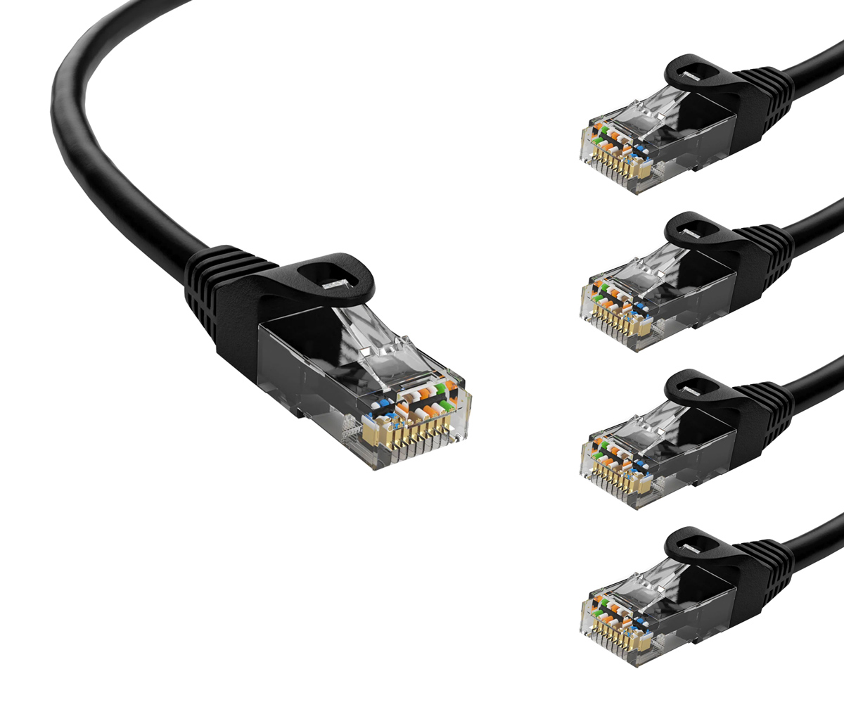 POWERTECH καλώδιο δικτύου CAB-N402-5, Cat 6 U/UTP, CCA, 250Hz, 0.5m, μαύρο, 5τμχ