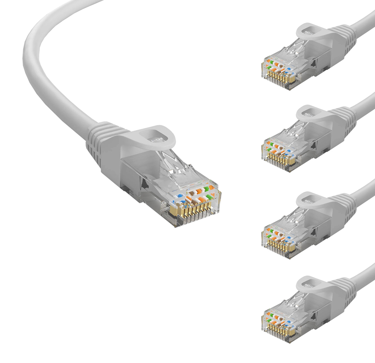 POWERTECH καλώδιο δικτύου CAB-N415-5, Cat 6 U/UTP, CCA, 250Hz, 1m, γκρι, 5τμχ