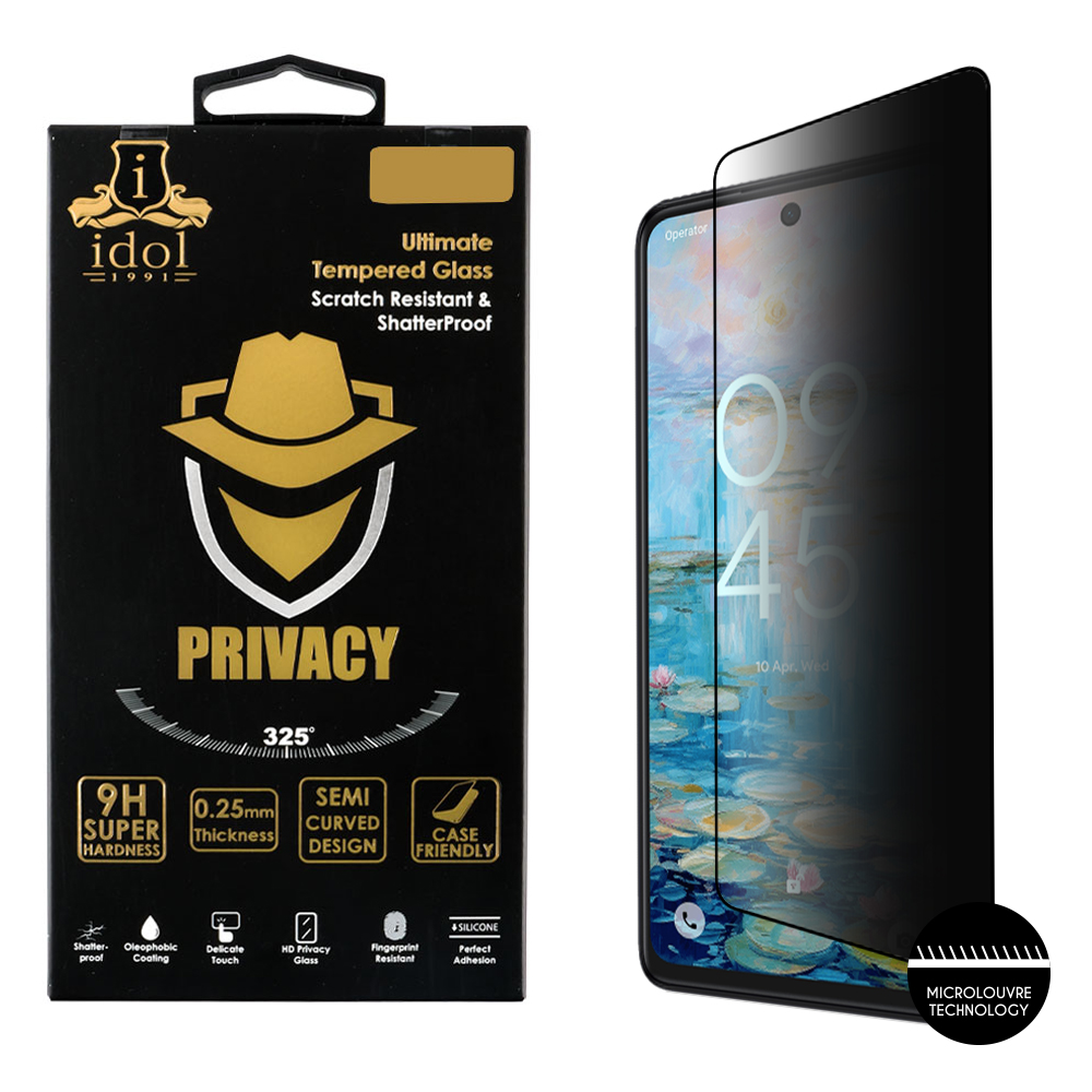IDOL 1991 TEMPERED GLASS TCL 50 NXTPAPER 6.8" 9H 0.25mm PRIVACY ANTISPY SEMI CURVED FULL GLUE BLACK