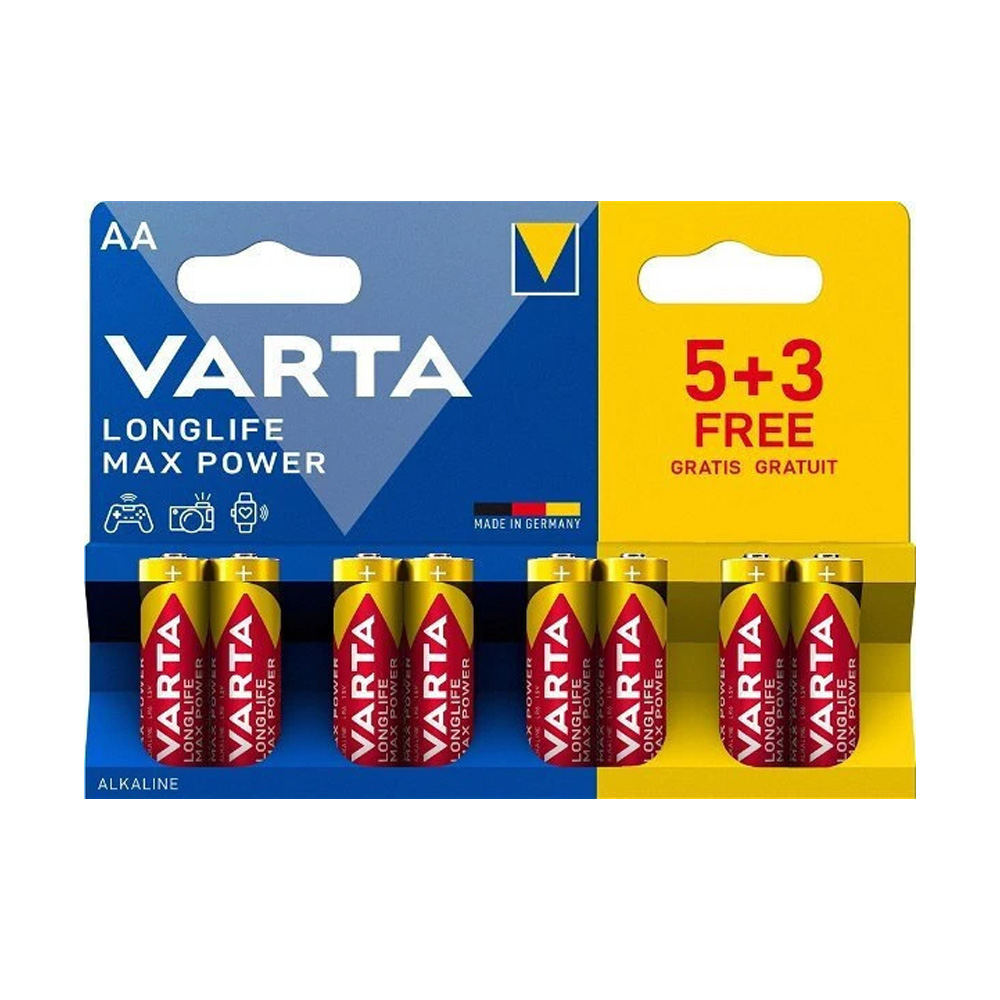 VARTA ΑΛΚΑΛΙΚΕΣ ΜΠΑΤΑΡΙΕΣ LR03/SIZE AAA 1.5V ALKALINE LONGLIFE MAX POWER 4703 8/BLISTER