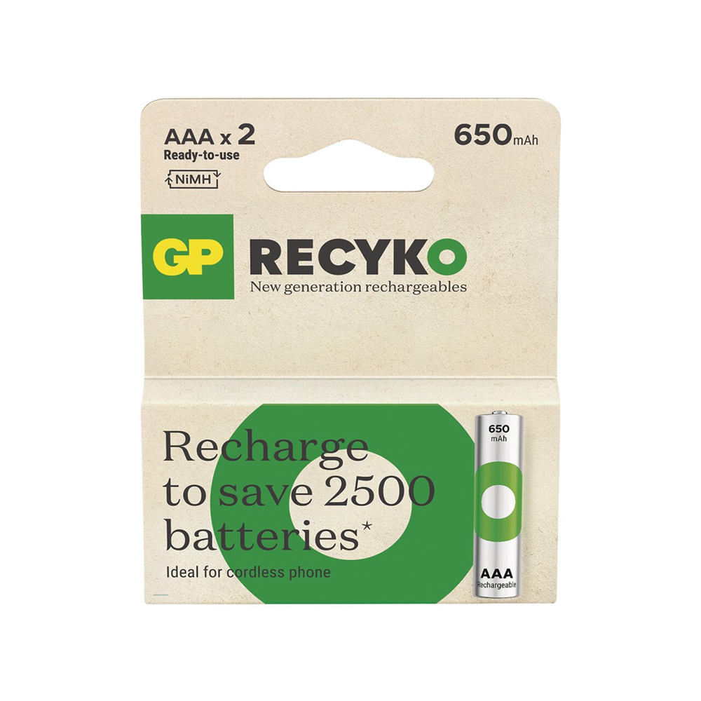 GP ΜΠΑΤΑΡΙΕΣ ΕΠΑΝΑΦΟΡΤΙΖΟΜΕΝΕΣ AAA/HR03 1.2V 650mAh Ni-MH RECYKO READY TO USE 2/BLISTER