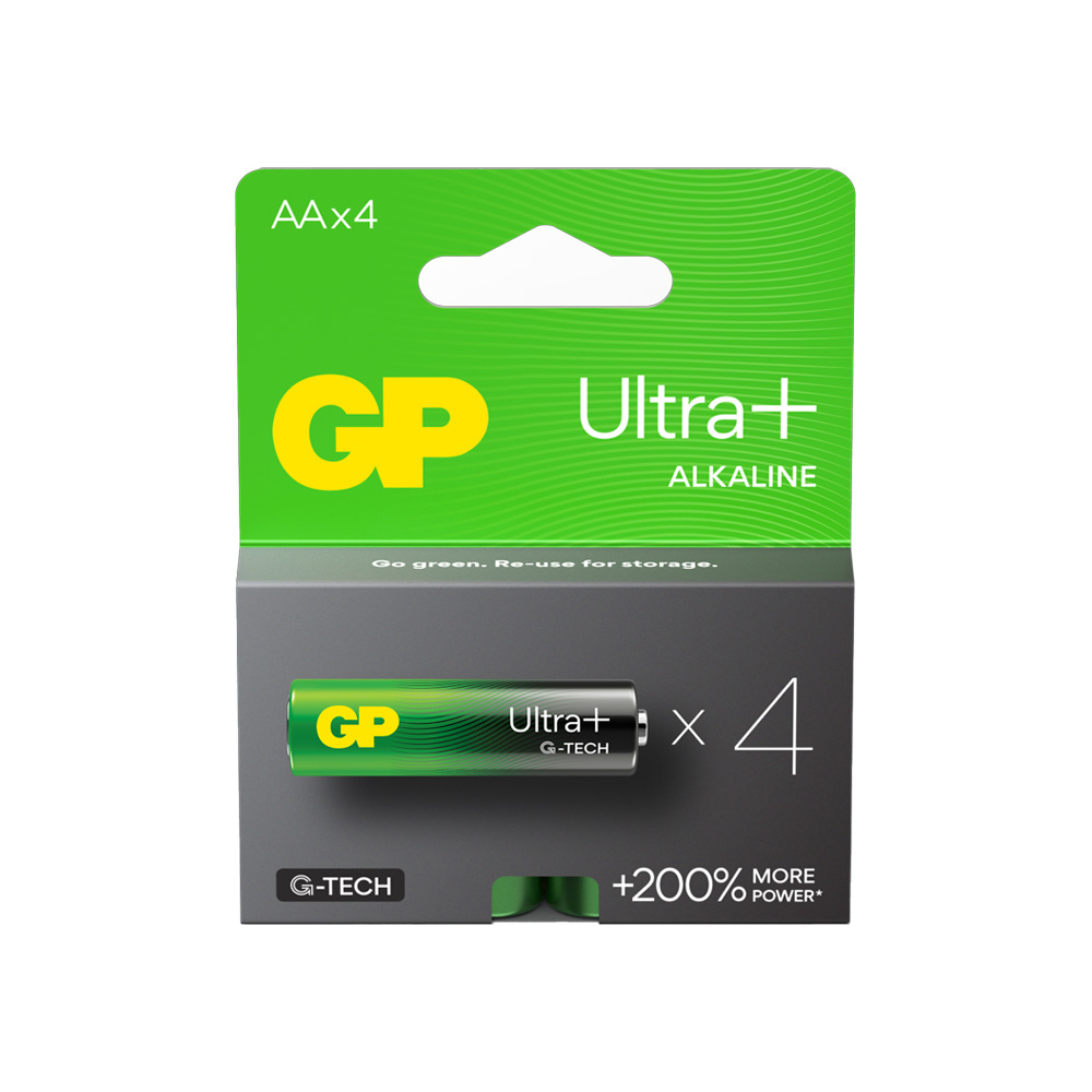 GP ΑΛΚΑΛΙΚΕΣ ΜΠΑΤΑΡΙΕΣ LR06/SIZE AA 1.5V ULTRA PLUS ALKALINE G-TECH +200% MORE POWER 4/BLISTER