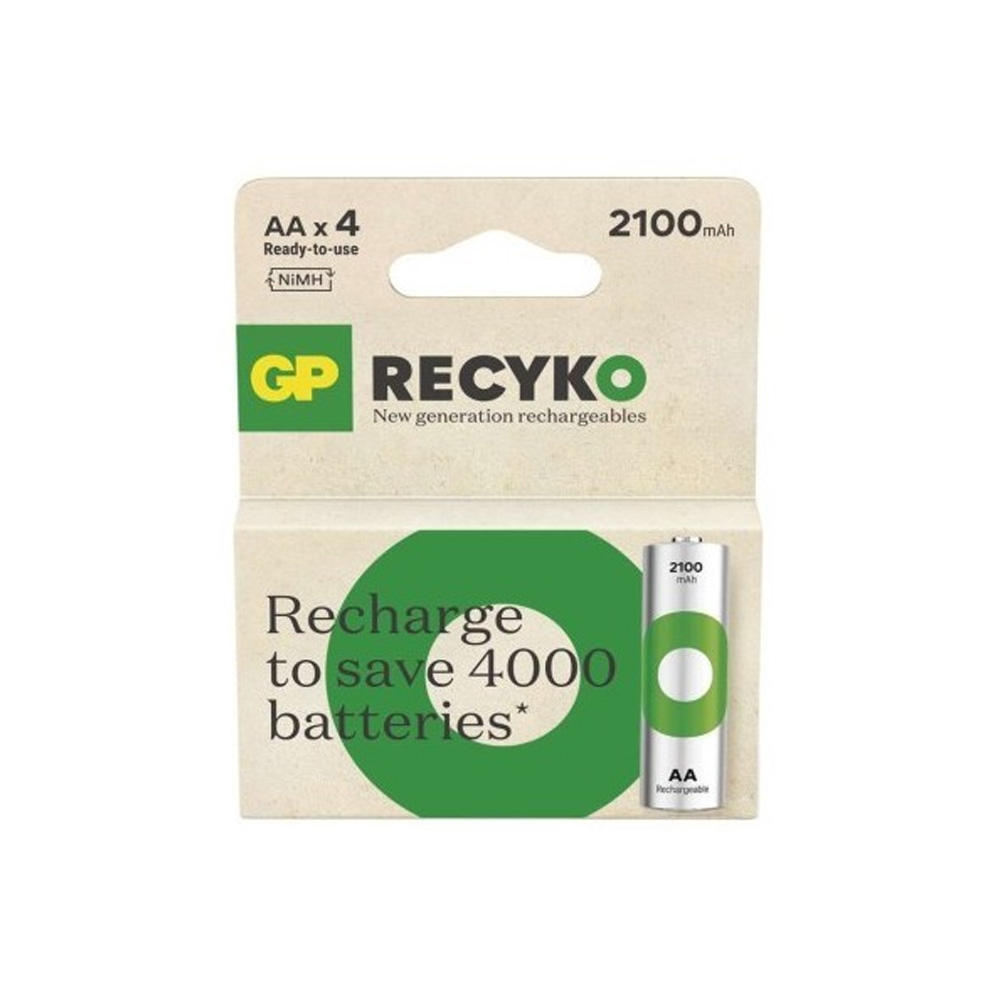GP ΕΠΑΝΑΦΟΡΤΙΖΟΜΕΝΕΣ ΜΠΑΤΑΡΙΕΣ AA/R6 2100mAh Ni-Mh RECYKO READY TO USE 1.2V 4/BLISTER