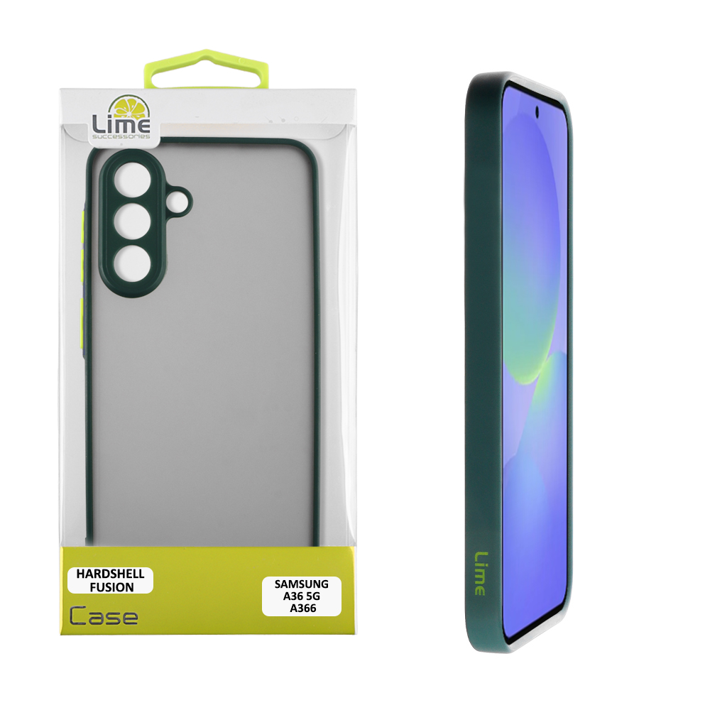 LIME ΘΗΚΗ SAMSUNG A36 5G A366 6.64" HARDSHELL FUSION FULL CAMERA PROTECTION GREEN WITH YELLOW KEYS