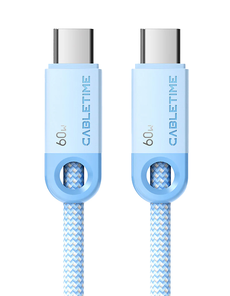 CABLETIME καλώδιο USB-C CT-CM60-PBW, 60W PD, 480Mbps, 0.25m, μπλε