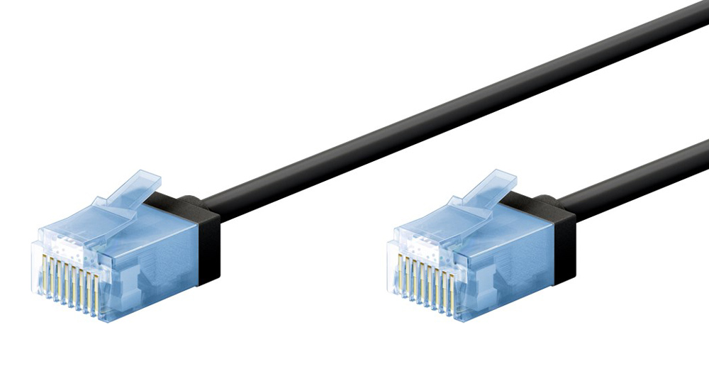 GOOBAY καλώδιο δικτύου 74234, CAT 6A U/UTP, slim, copper, 500MHz, 2m, μαύρο