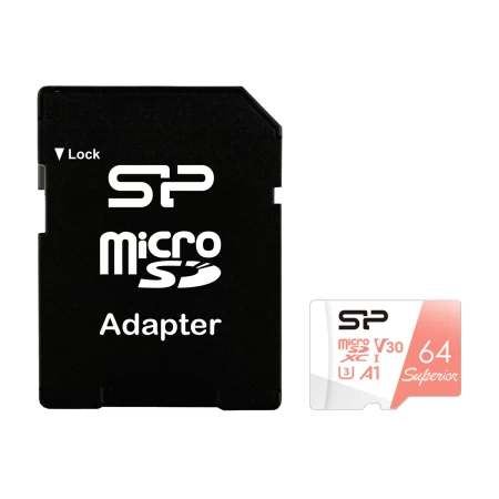SILICON POWER κάρτα μνήμης microSDXC Superior, 64GB, C10 UHS-I U3 A1 V30