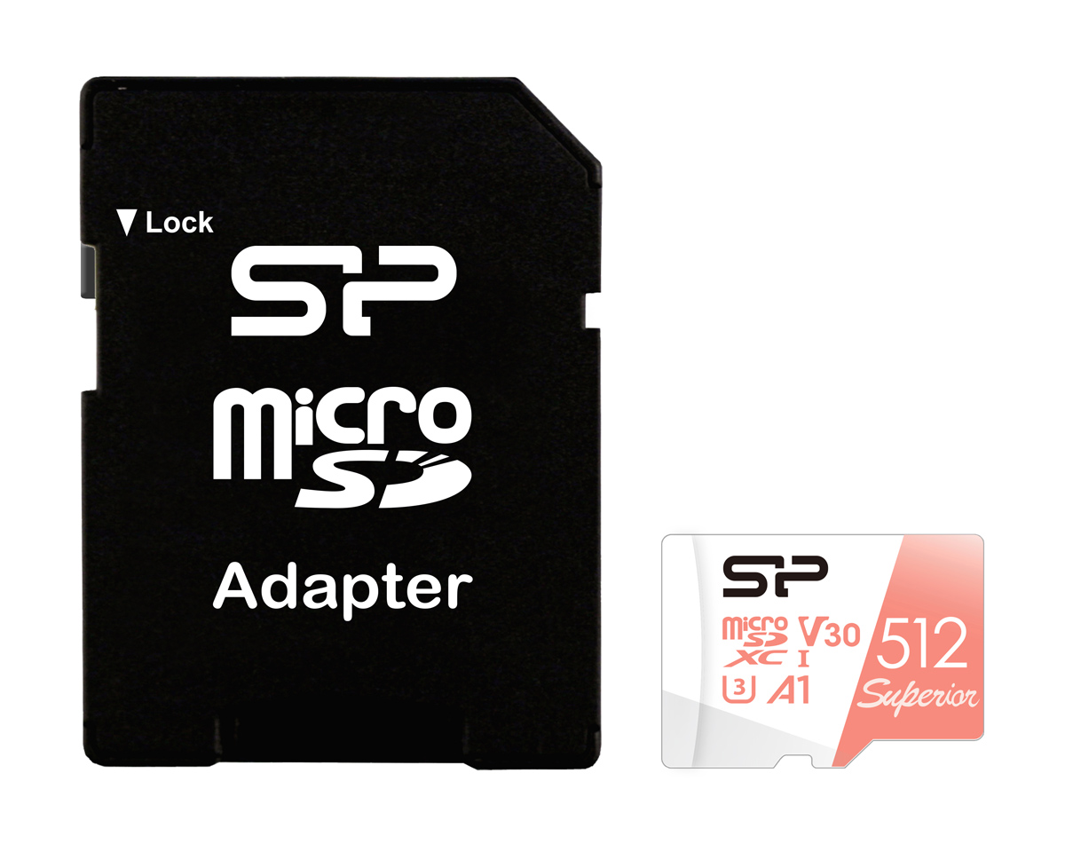 SILICON POWER κάρτα μνήμης microSDXC Superior, 512GB, C10 UHS-I U3 A1 V30