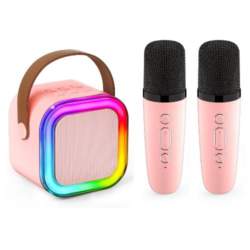 Skysonic-K8-Karaoke-Hxeio-Bluetooth-2-Asyrmata-Mikrofona-Led-RGB-Light-1200mAh-Type-C-roz.1