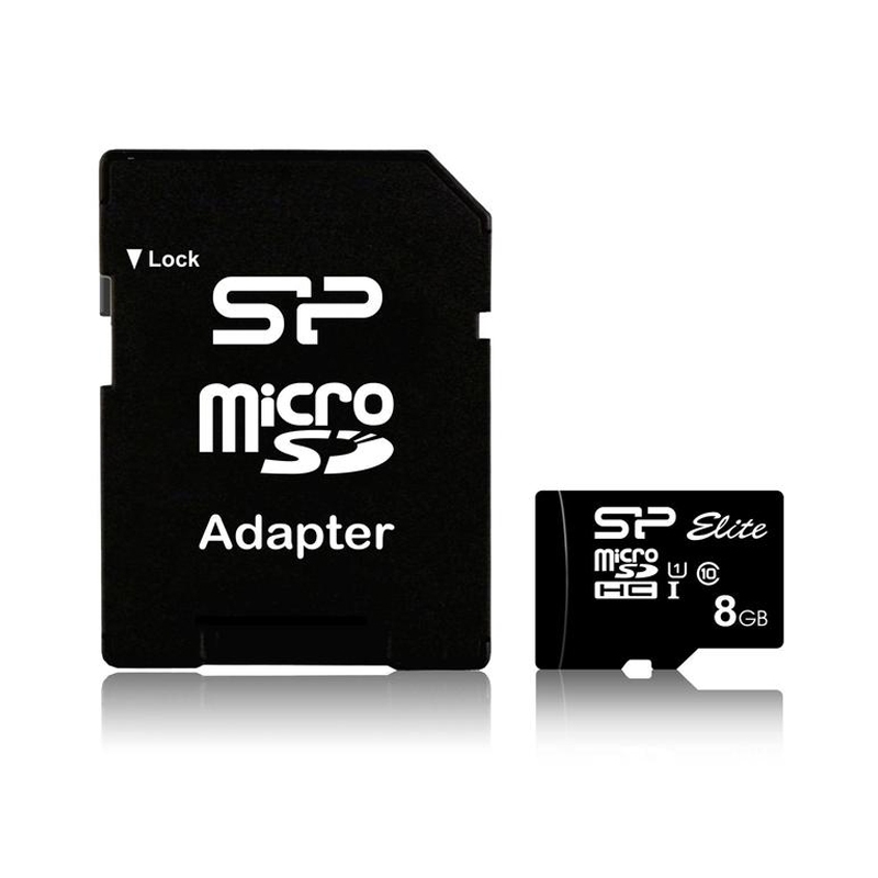 SILICON POWER micro SDHC 8GB CLASS 10 FULL HD R85 UHS-1 ELITE +SD ADAPTOR