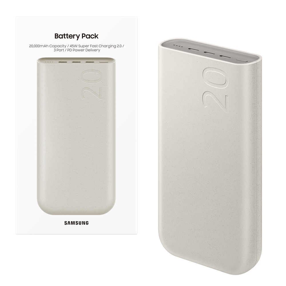 SAMSUNG POWER BANK EB-P4520XUEGEU 20000mAh 3 X 3.A USB-TYPE C SUPER FAST CHARGE PD 3.0 PPS 45W BEIGE OR