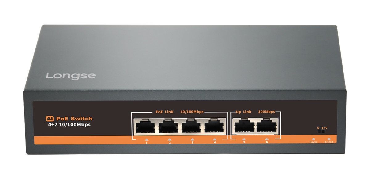 LONGSE PoE switch HT42FA με 4x LAN & 2x WAN θύρες, 10/100Mbps