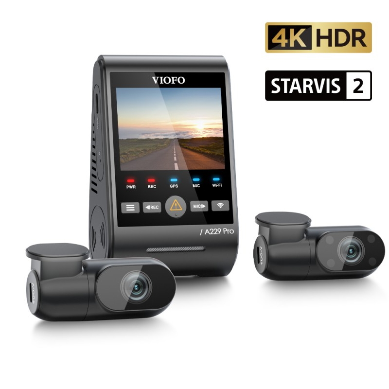 VIOFO A229 Pro 3CH Τριπλή Κάμερα Dash Αυτοκινήτου με Φωνητικές Εντολές (4K HDR/Sony Starvis 2/Φωνητική Εντολή/GPS/WiFi/LCD 2.4") (A229 Pro 3CH-G)
