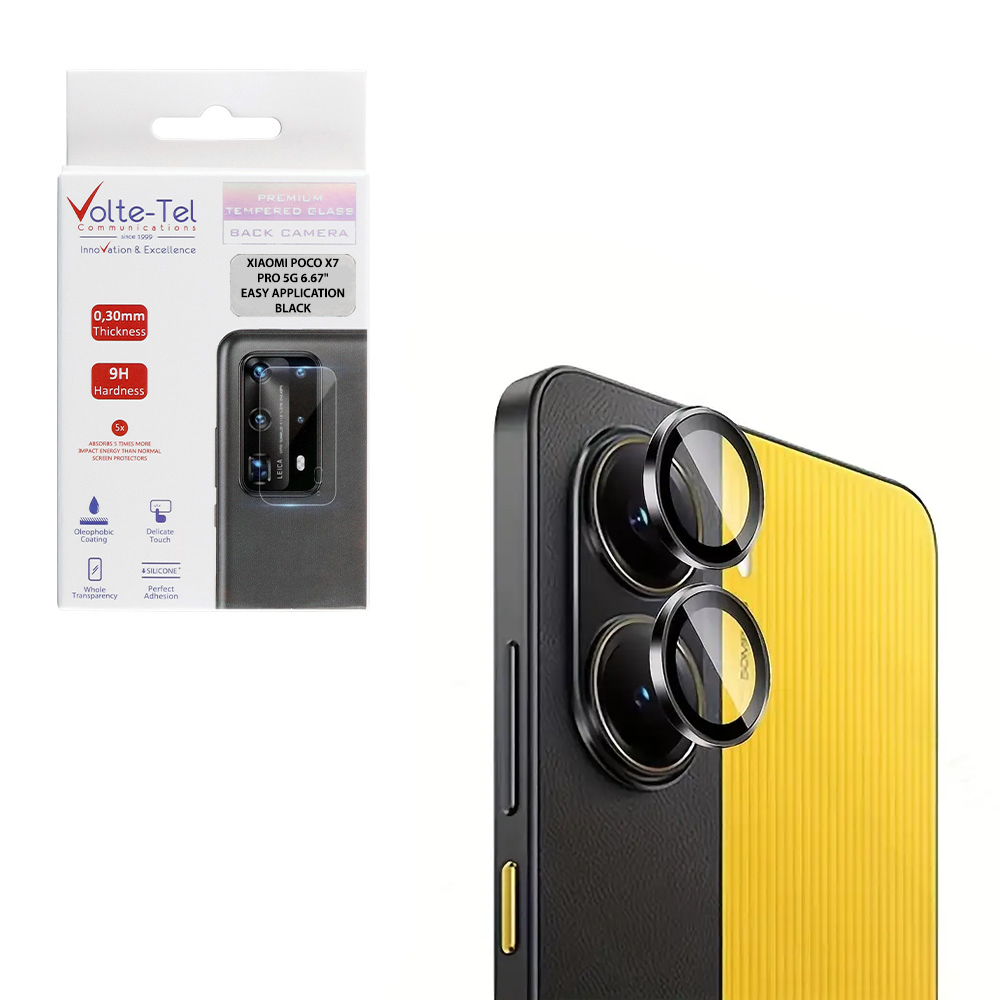 VOLTE-TEL CAMERA GLASS COVER XIAOMI POCO X7 PRO 5G 6.67" 9H 0.33MM EASY APPLICATION BLACK