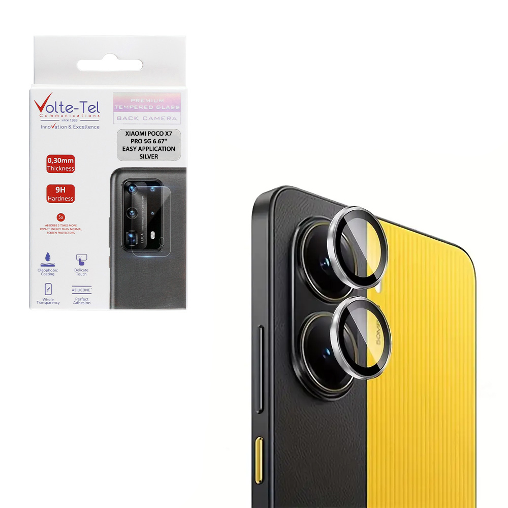 VOLTE-TEL CAMERA GLASS COVER XIAOMI POCO X7 PRO 5G 6.67" 9H 0.33MM EASY APPLICATION SILVER
