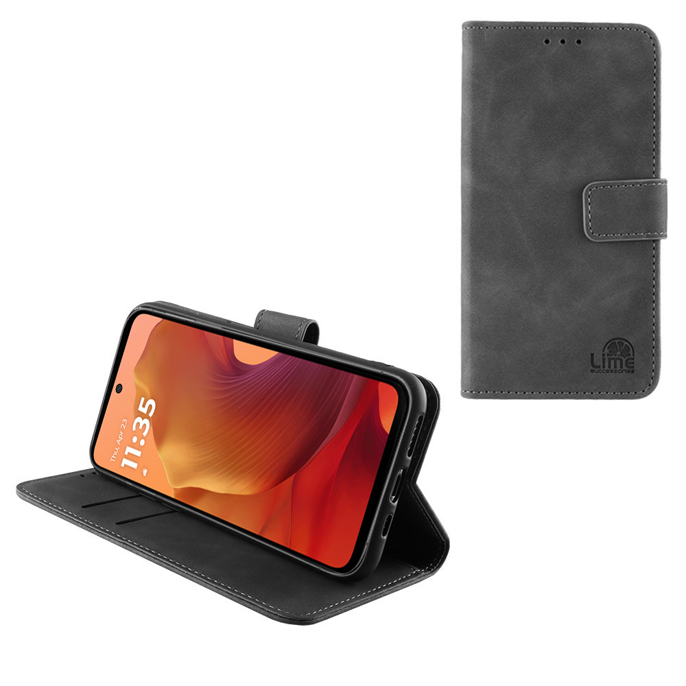 LIME ΘΗΚΗ MOTOROLA MOTO G15 6.72" ESSENTIAL MAGNET BOOK STAND CLIP GREY