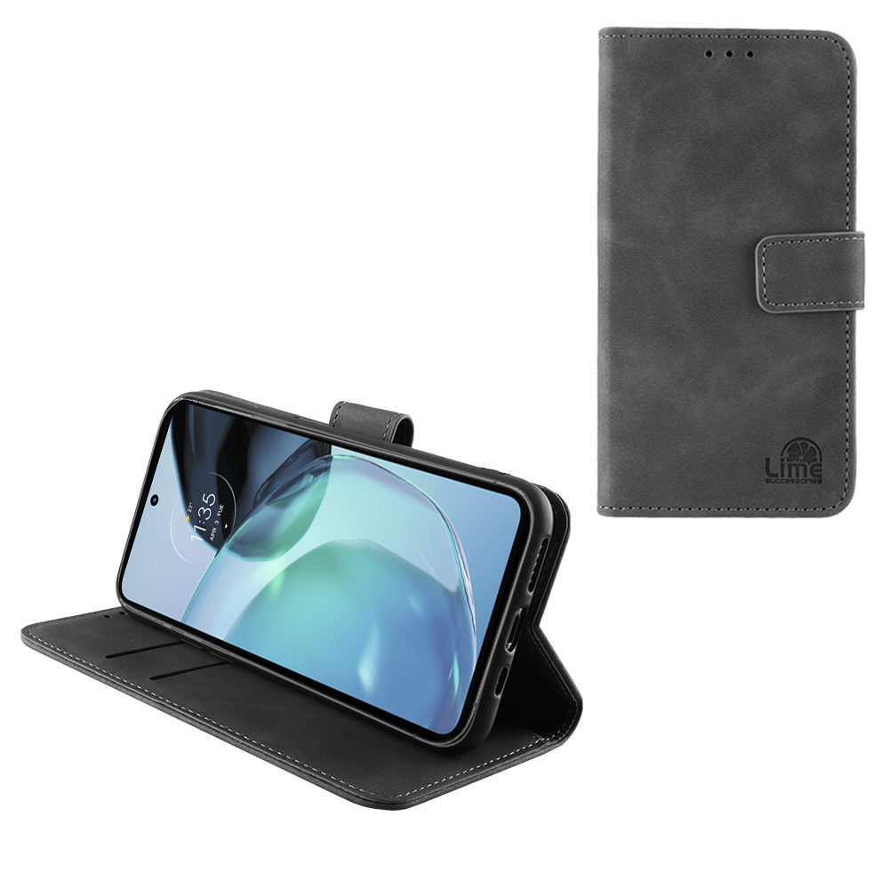 LIME ΘΗΚΗ MOTOROLA MOTO G72 6.6" ESSENTIAL MAGNET BOOK STAND CLIP GREY