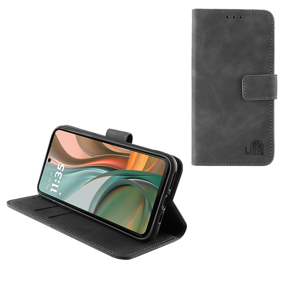 LIME ΘΗΚΗ MOTOROLA MOTO G75 6.78" ESSENTIAL MAGNET BOOK STAND CLIP GREY