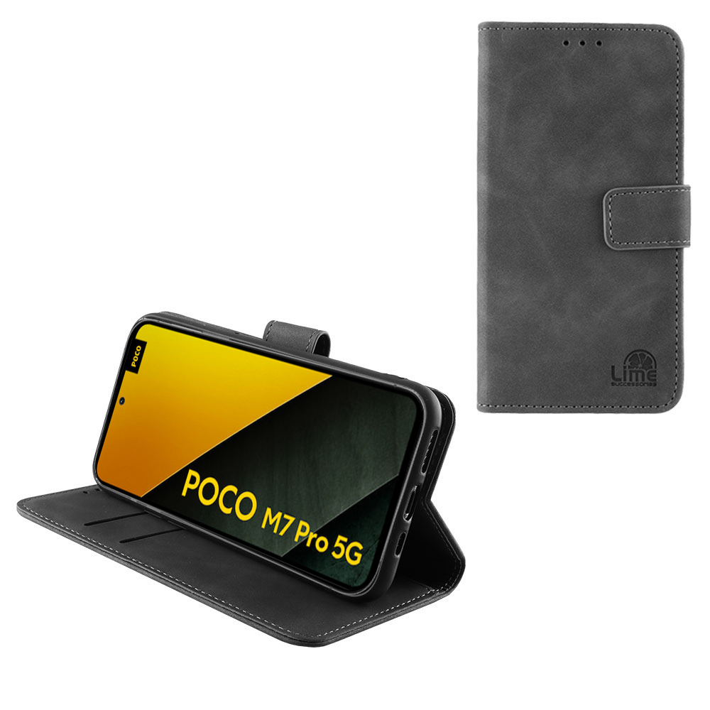 LIME ΘΗΚΗ XIAOMI POCO M7 PRO 5G 6.67" ESSENTIAL MAGNET BOOK STAND CLIP GREY