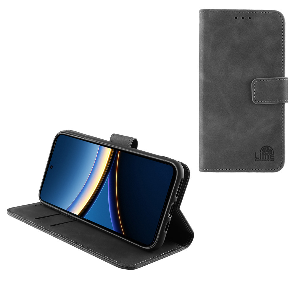 LIME ΘΗΚΗ XIAOMI POCO F7 PRO 6.67" ESSENTIAL MAGNET BOOK STAND CLIP GREY