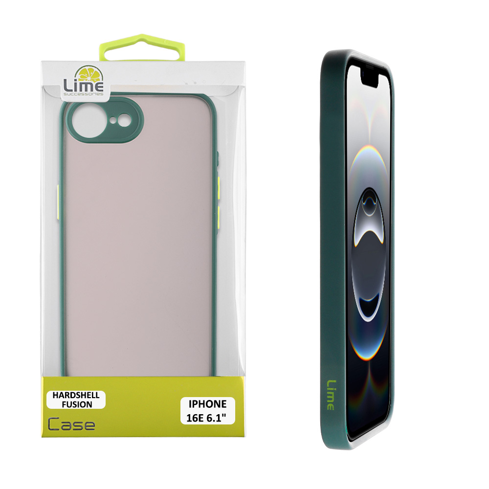 LIME ΘΗΚΗ IPHONE 16E 6.1" HARDSHELL FUSION FULL CAMERA PROTECTION GREEN WITH YELLOW KEYS