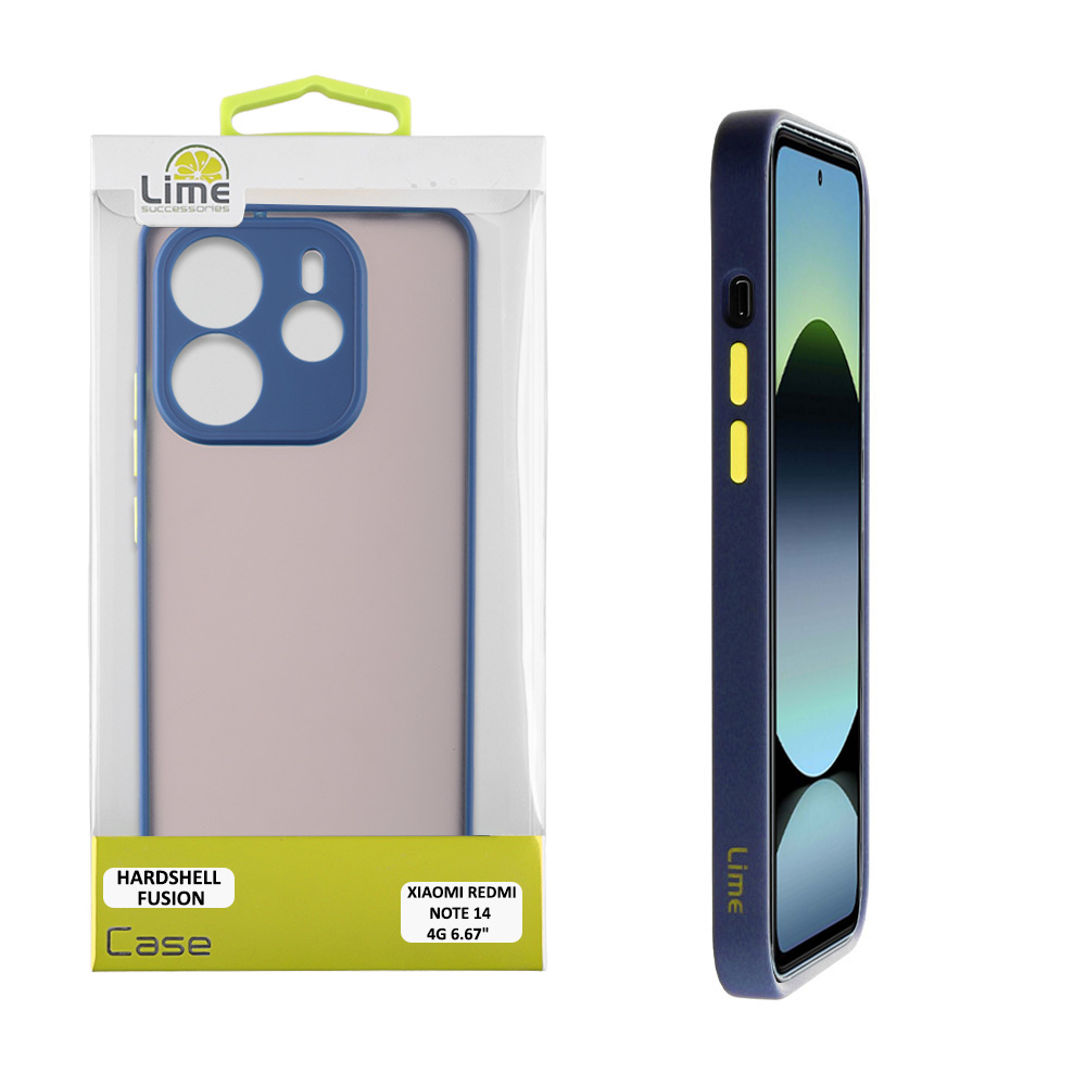 LIME ΘΗΚΗ XIAOMI REDMI NOTE 14 4G 6.67" HARDSHELL FUSION FULL CAMERA PROTECTION BLUE WITH YELLOW KEYS