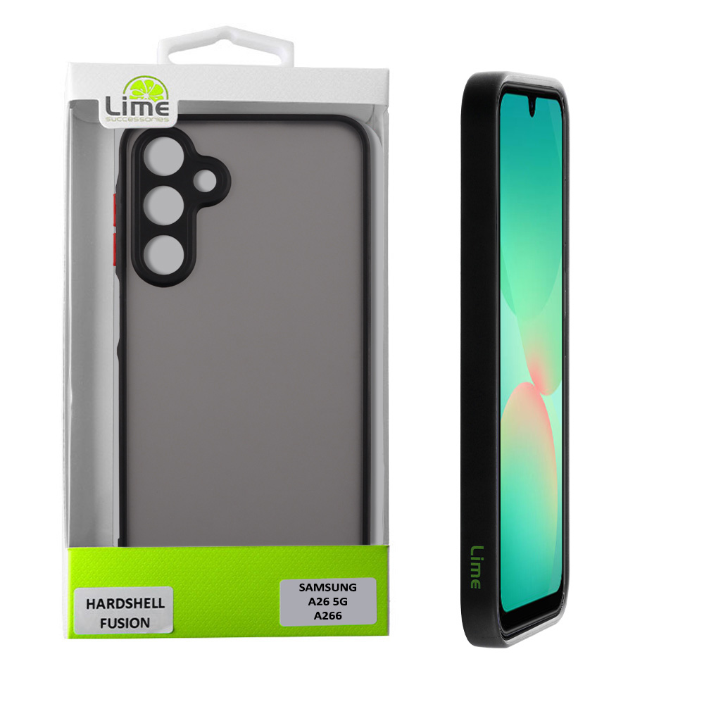 LIME ΘΗΚΗ SAMSUNG A26 5G A266 6.7" HARDSHELL FUSION FULL CAMERA PROTECTION BLACK WITH RED KEYS