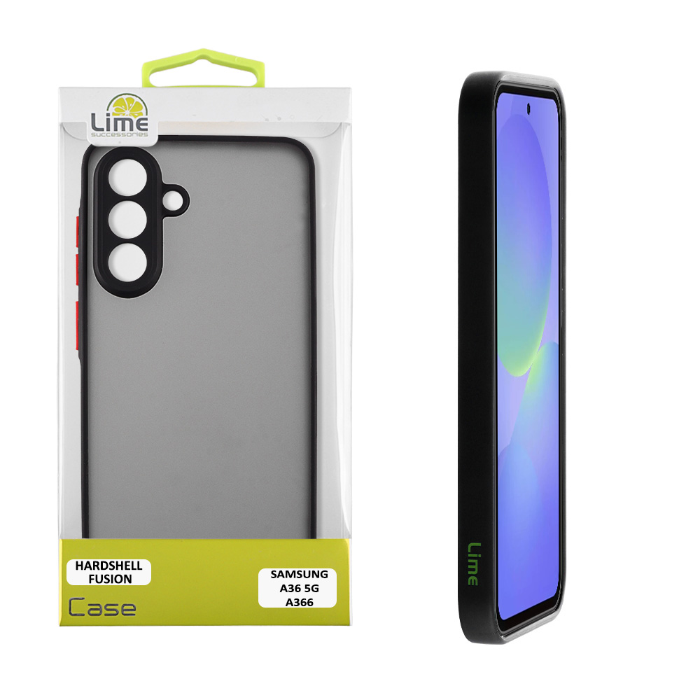 LIME ΘΗΚΗ SAMSUNG A36 5G A366 6.7" HARDSHELL FUSION FULL CAMERA PROTECTION BLACK WITH RED KEYS