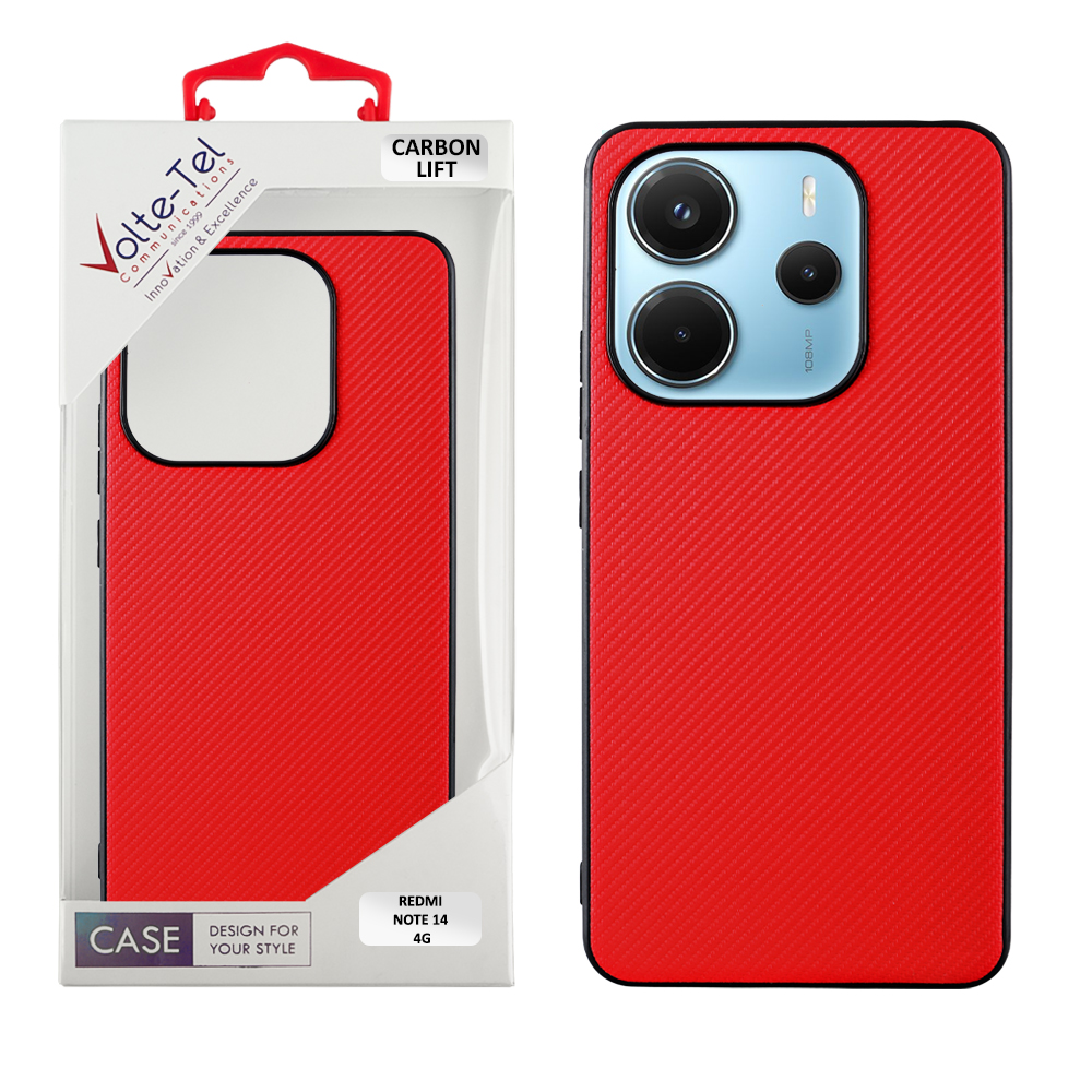 VOLTE-TEL ΘΗΚΗ XIAOMI REDMI NOTE 14 4G 6.67" CARBON LIFT CAMERA GUARD RED