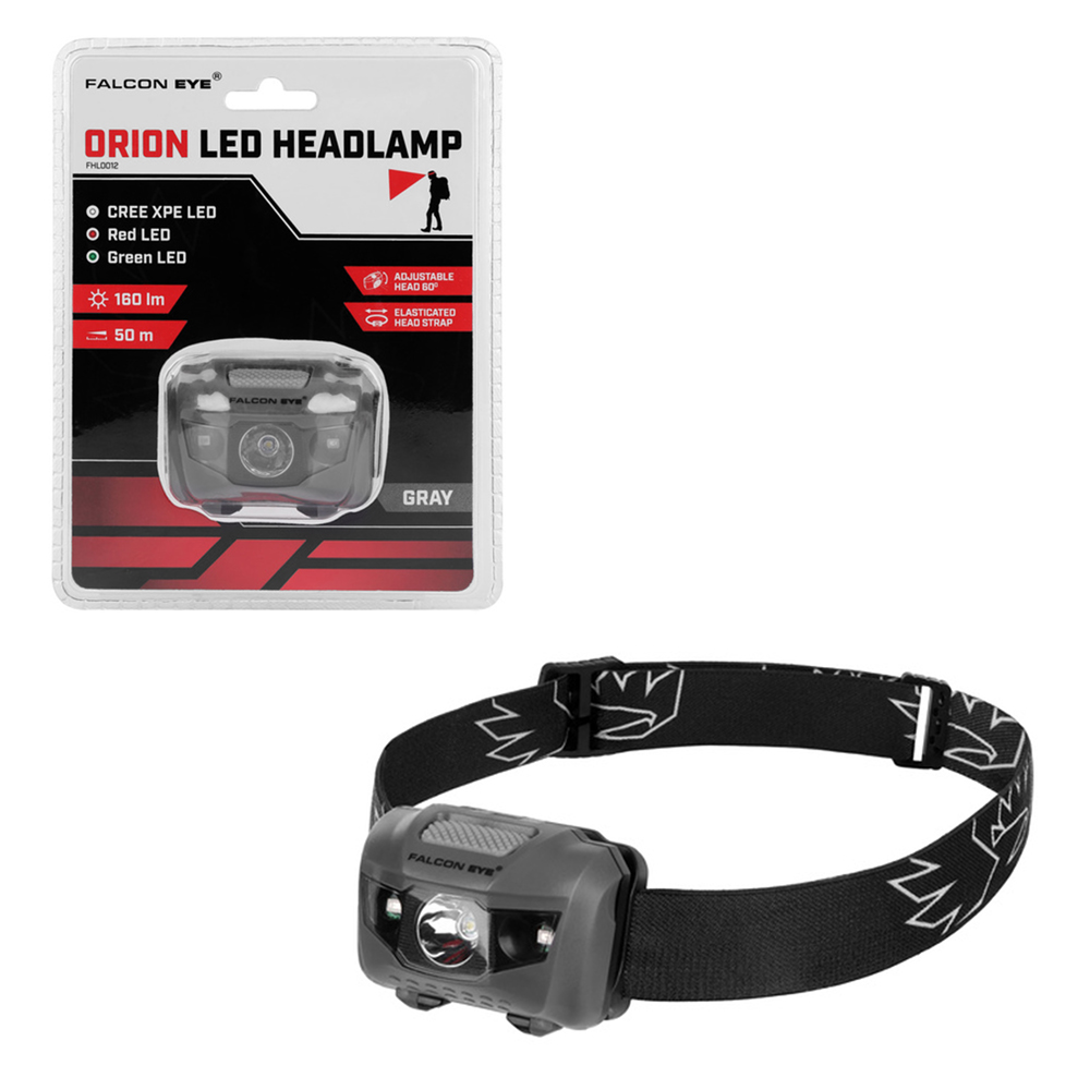 FALCON ΦΑΚΟΣ ΚΕΦΑΛΗΣ ΜΠΑΤΑΡΙΑΣ SIZE 3 x R03/ AAA LED FHL0012 160 LM ΚΑΟΥΤΣΟΥΚ ΓΚΡΙ