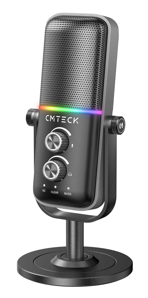 CMTECK επιτραπέζιο μικρόφωνο XM600, omnidirectional/καρδιοειδές, USB, RGB LED, μαύρο