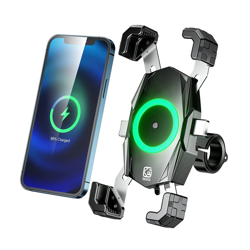 Kewig M22-A Περιστρεφόμενη 360° Βάση Κινητού 3.5" έως 7.0" για Μηχανή/Ποδήλατο με Ασύρματη Φόρτιση Qi και Type-C