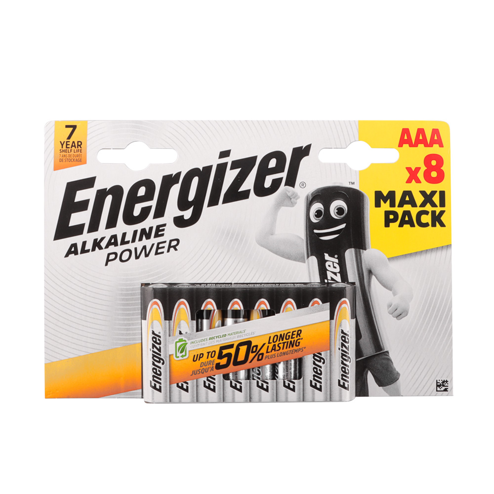 ENERGIZER ΜΠΑΤΑΡΙΕΣ ΑΛΚΑΛΙΚΕΣ AAA LR03 1.5V ALKALINE POWER 8/BLISTER