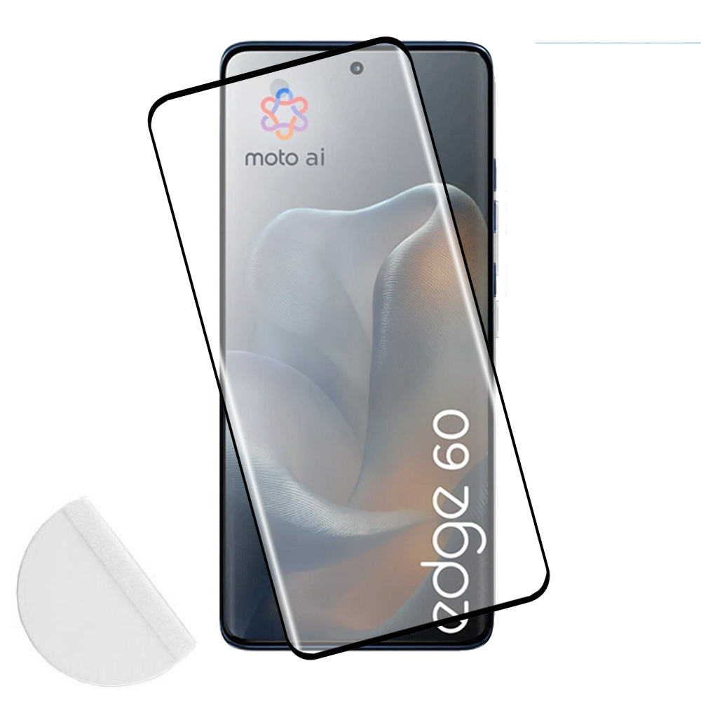 IDOL 1991 TEMPERED GLASS MOTOROLA EDGE 60 5G 6.67" 9H 0.30mm 3D FULL GLUE SEMI CURVED FINGER UNLOCK BLACK + SQUEEZY CARD