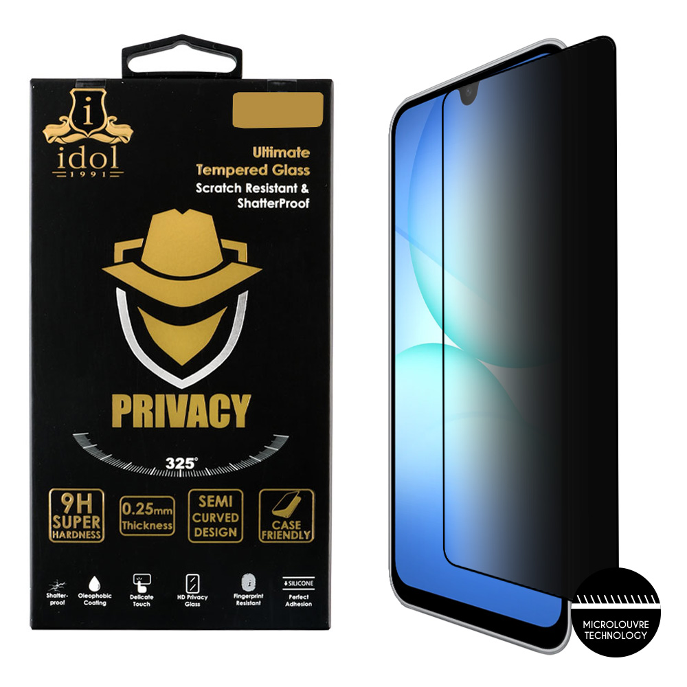 IDOL 1991 TEMPERED GLASS SAMSUNG A17 4G A175/A17 5G A176 6.74" 9H 0.25mm PRIVACY ANTISPY SEMI CURVED FULL GLUE BLACK
